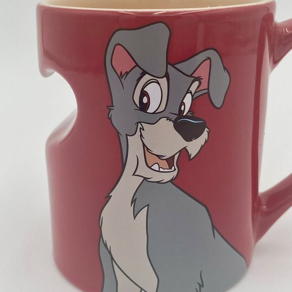 Disney Lady And The Tramp Red Coffee Cup Mug Tramp Half Only Red Heart - Picture 3 of 8
